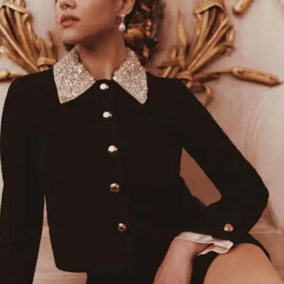 Designer inspired embellished tweed jacket - Picture 2 of 4